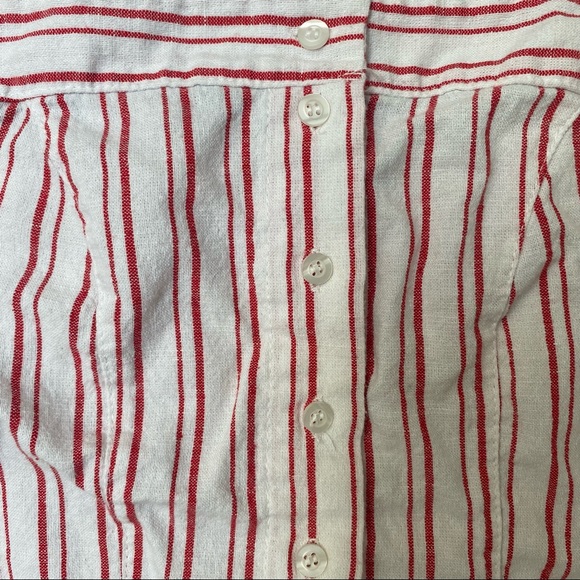 Brandy Melville Astrid Cropped Tank Button Down Red and White Stripes - Picture 3 of 7